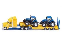 Siku Lastwagen mit Tieflader und 2x New Holland T8 Traktoren 1:87